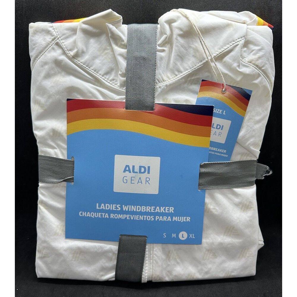 ALDI‎ Gear Large Ladies White logo Windbreaker Water Resistant Jacket